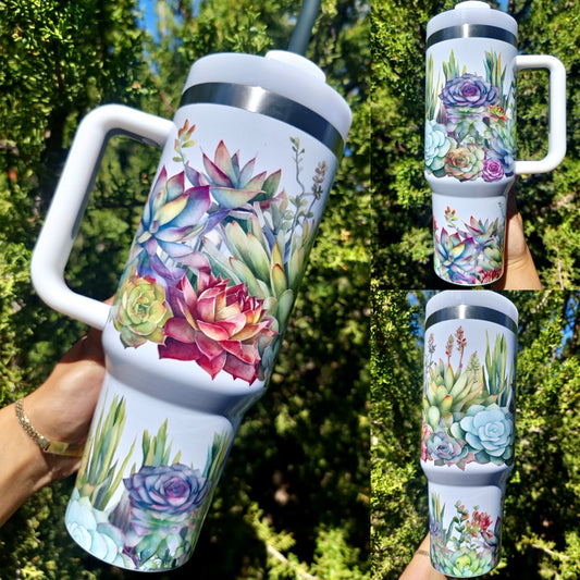 Succulent 40oz Quencher Tumbler with Handle