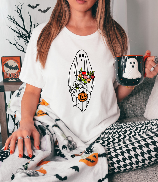 White Floral Ghost T-Shirt