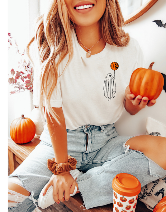 Ghost Holding Pumpkin Balloon T-Shirt